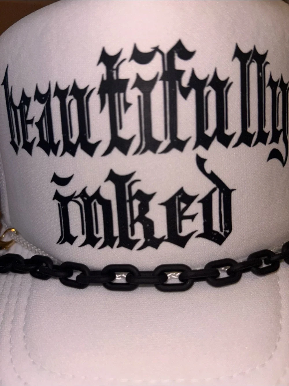 Otto White Trucker Hat Beautifully Naked Graphic Chain Snapback Cap Adjustable